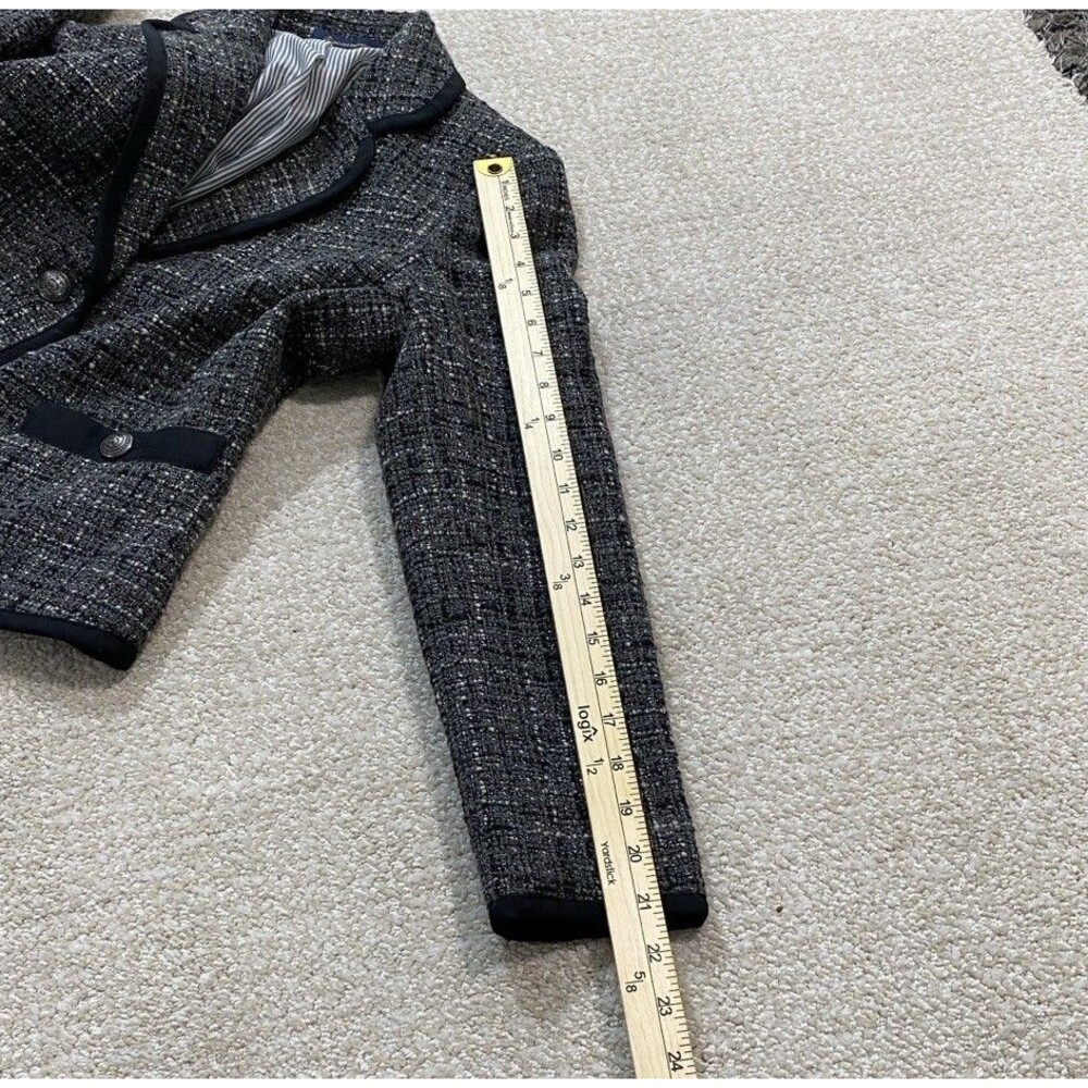 Brooks Brothers Bouclé Blazer Jacket Check Gray Black Women's Size 4 - Picture 14 of 16